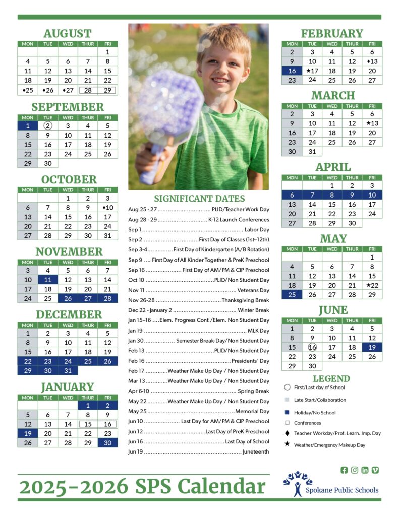 Spokane Public Schools calendar
