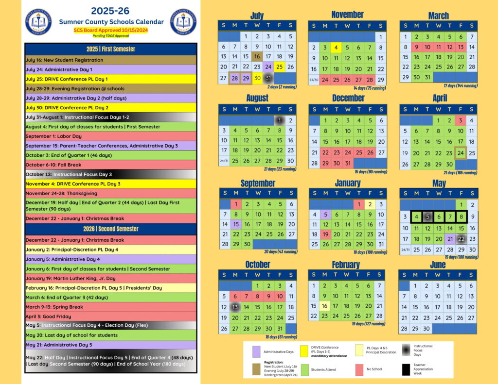 SUMNER COUNTY SCHOOL CALENDAR