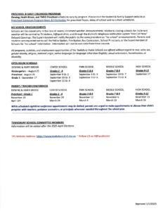 Tewksbury Public Schools calendar