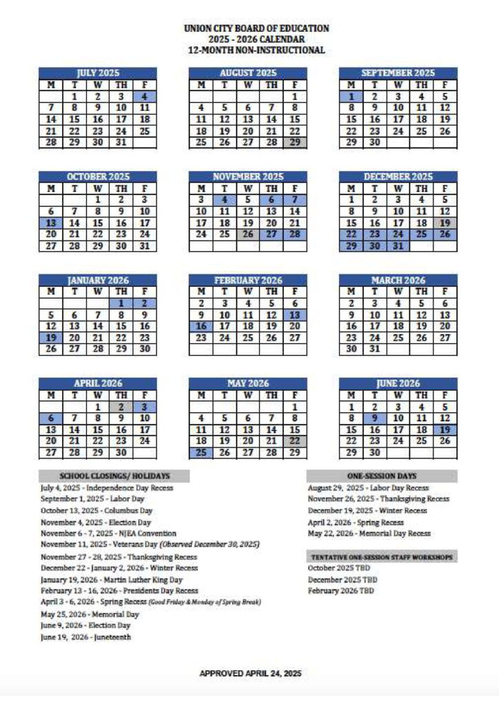 union city public schools calendar