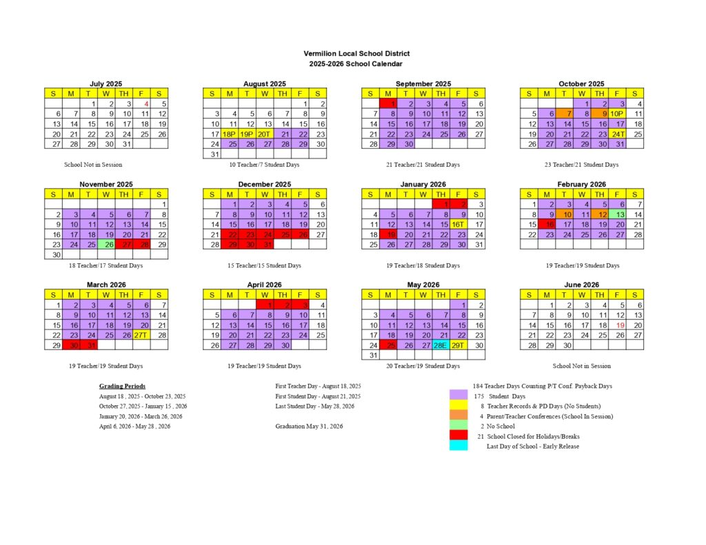 vermilion local schools calendar