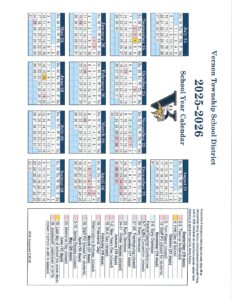 Vernon Township School District Calendar