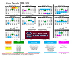 west new york school district calendar