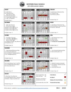 WESTFORD PUBLIC SCHOOLS, calendar