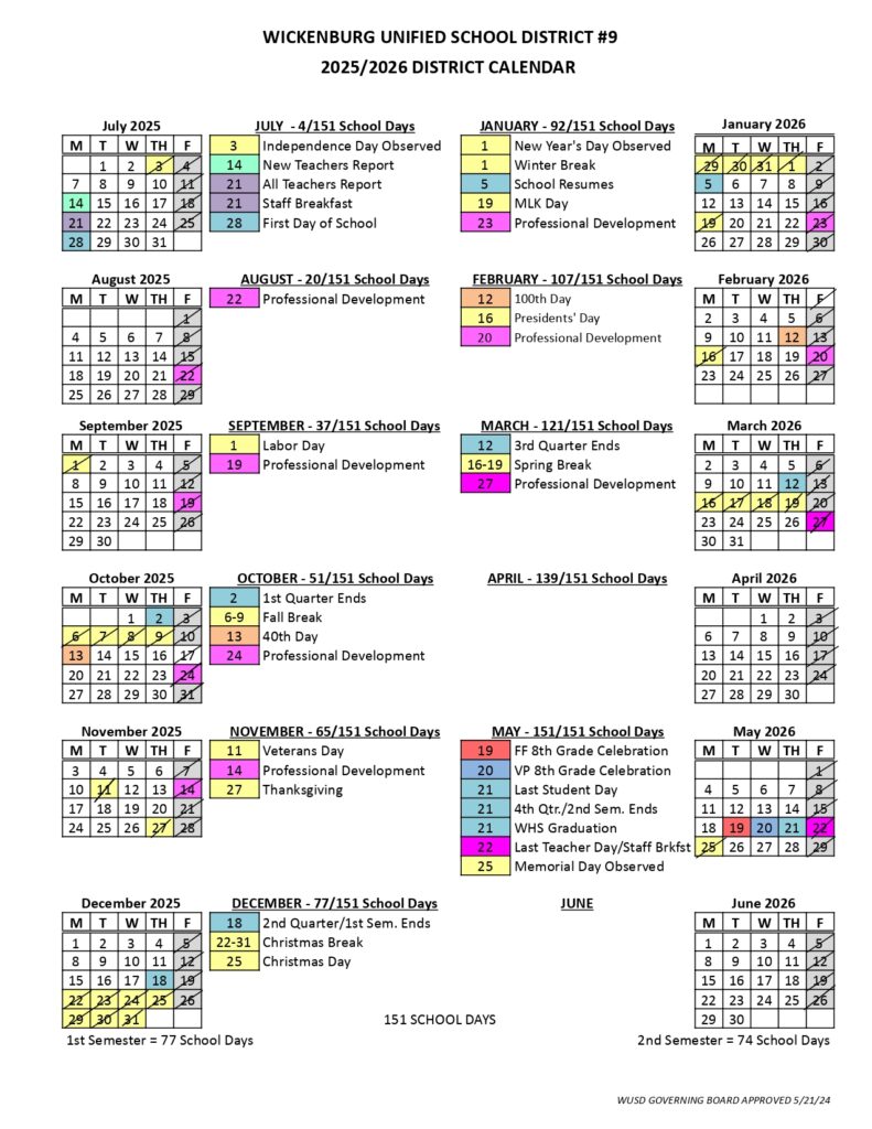 Wickenburg Unified School District #9 CALENDAR