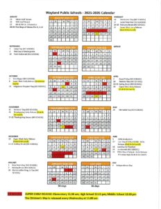 Wayland Public Schools Calendar
