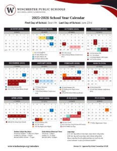 Winchester Public Schools, 1 calendar