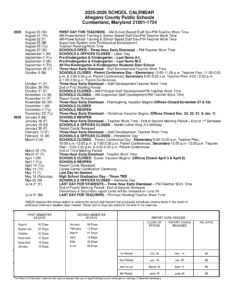 Allegany County Public Schools CALENDAR