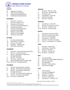 Attleboro Public Schools CALENDAR