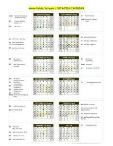 AVON PUBLIC SCHOOLS CALENDAR