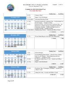 Baltimore County Public Schools calendar