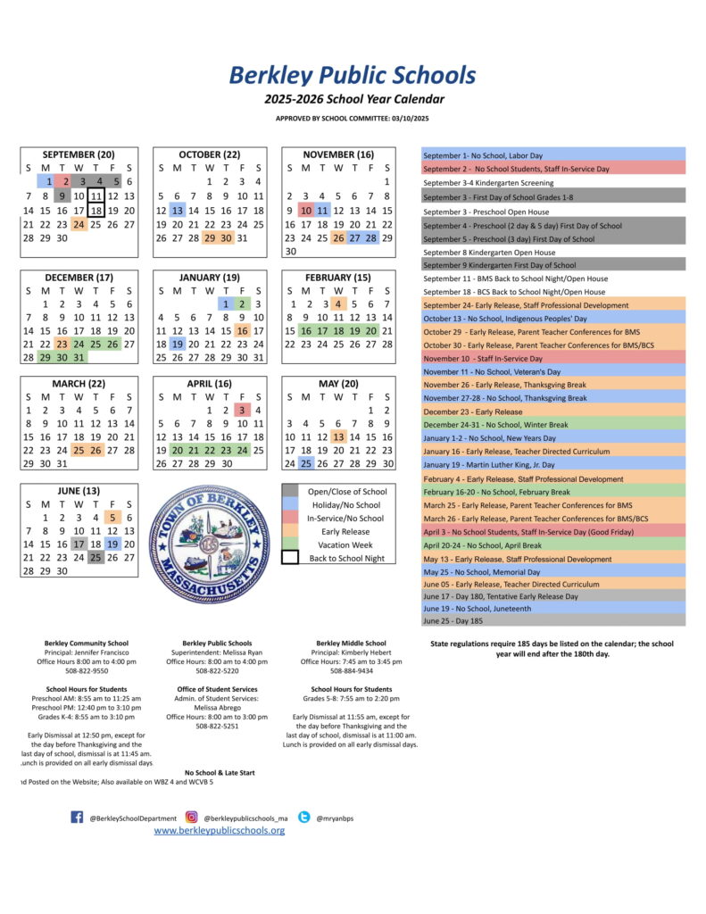 Berkley Public Schools CALENDAR