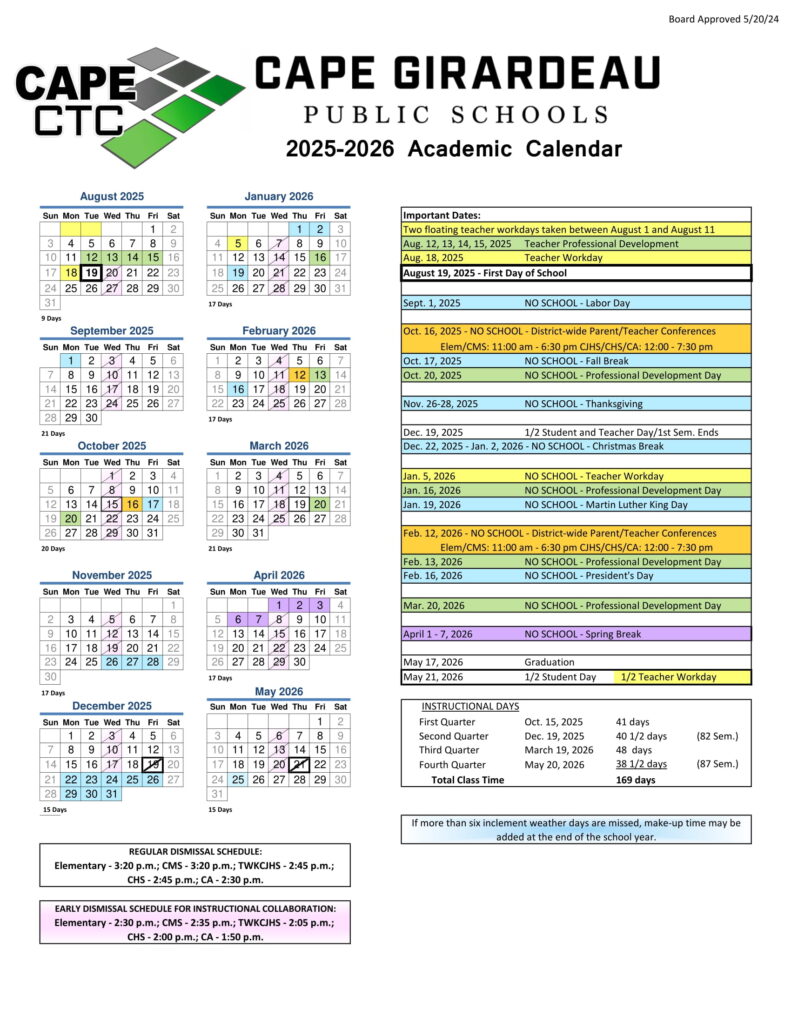 CAPE GIRARDEAU PuBLIC SCHOOLS CTC calendar