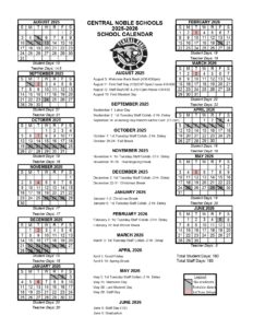CENTRAL NOBLE SCHOOLS 2025-2026 calendar