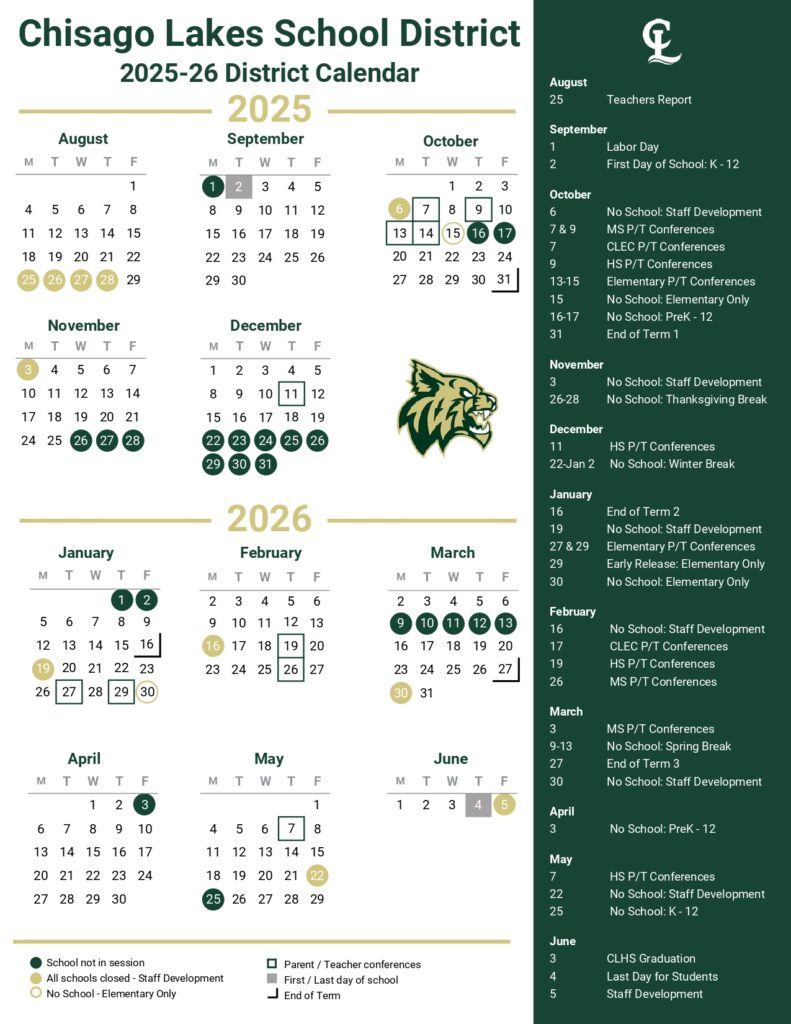 Chisago Lakes School District 25-26 calendar
