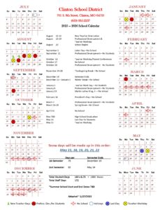 Clinton School District 25-26 calendar