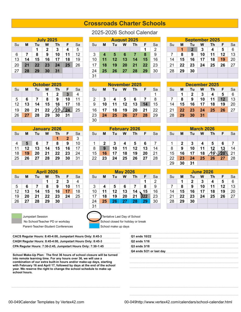 Crossroads Charter Schools CALENDAR