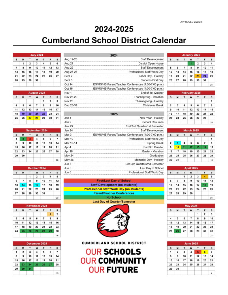 Cumberland School District (2) CALENDAR