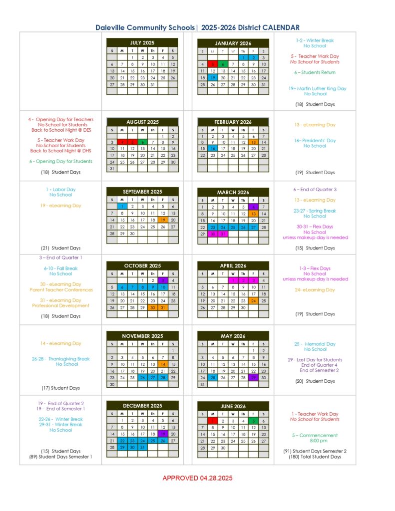 Daleville Community Schools CALENDAR