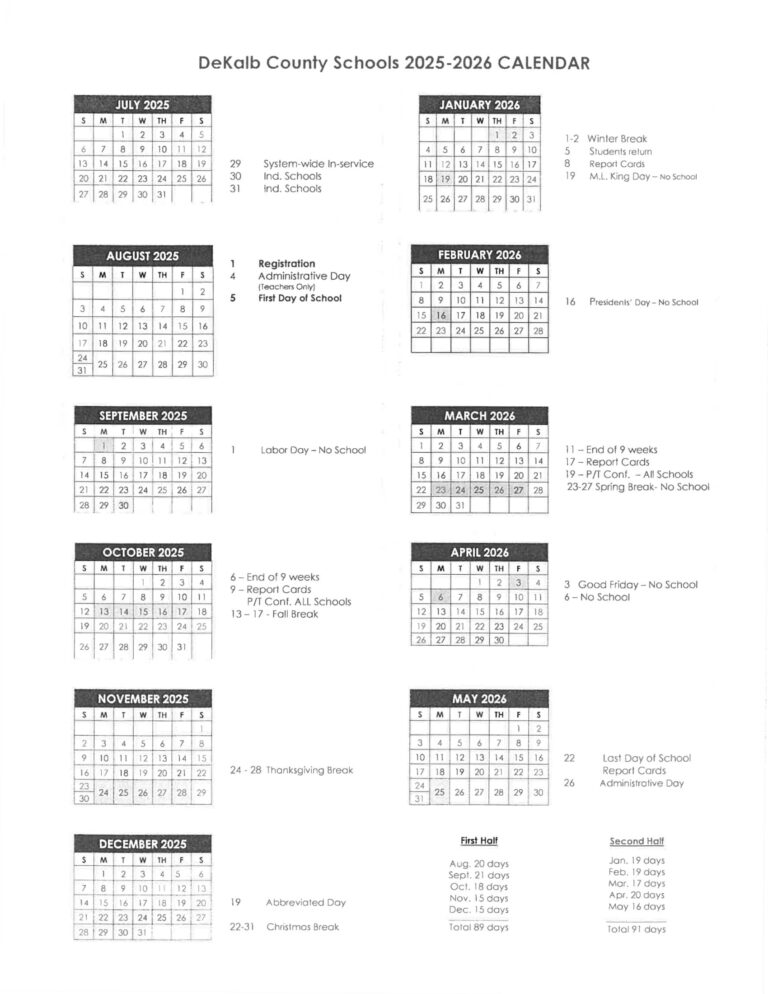 DeKalb County Schools tn Calendar 25 26 Revised PDF EduCounty
