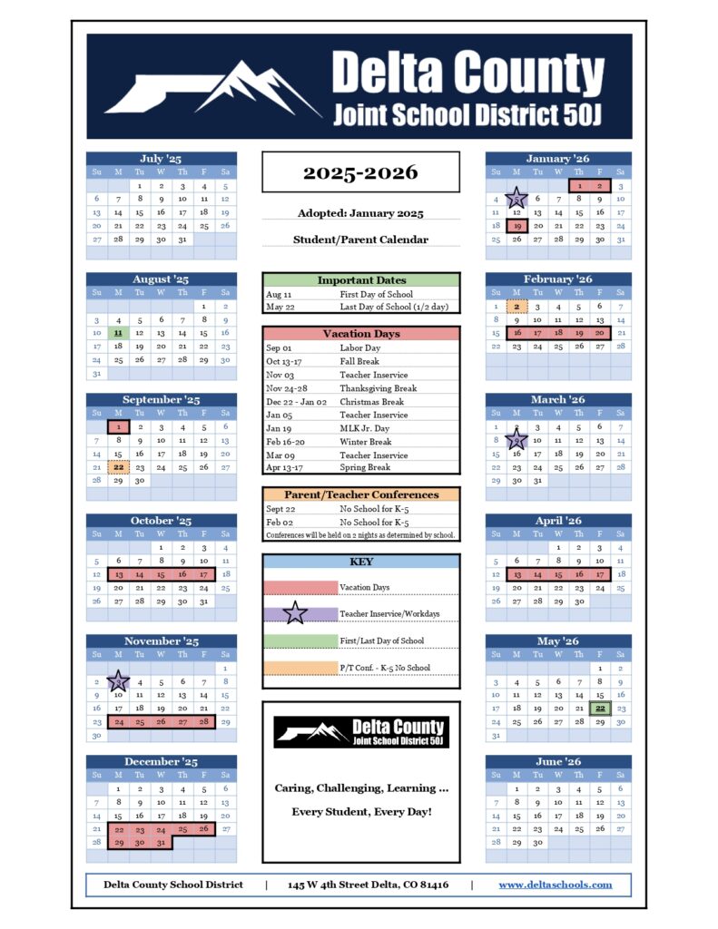 delta county joint school calendar