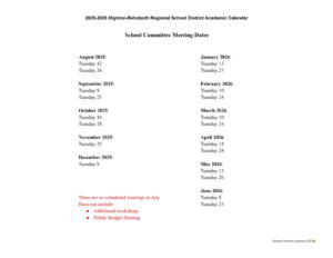 Dighton-Rehoboth Regional School CALENDAR