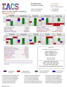 EAST ALLEN COUNTY SCHOOLS CALENDAR