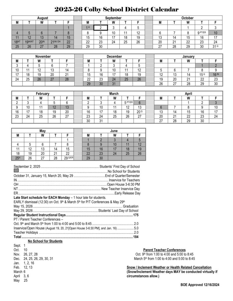 East Troy Community School District CALENDAR