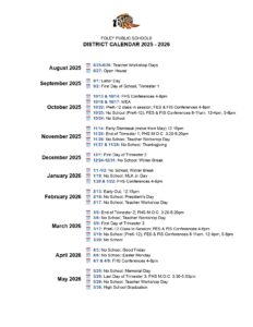 FOLEY PUBLIC SCHOOLS 25-26, CALENDAR