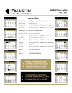 FRANKLIN PUBLIC SCHOOLS calendar