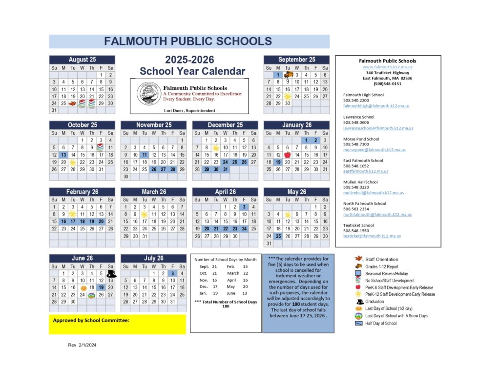 Falmouth Public Schools calendar