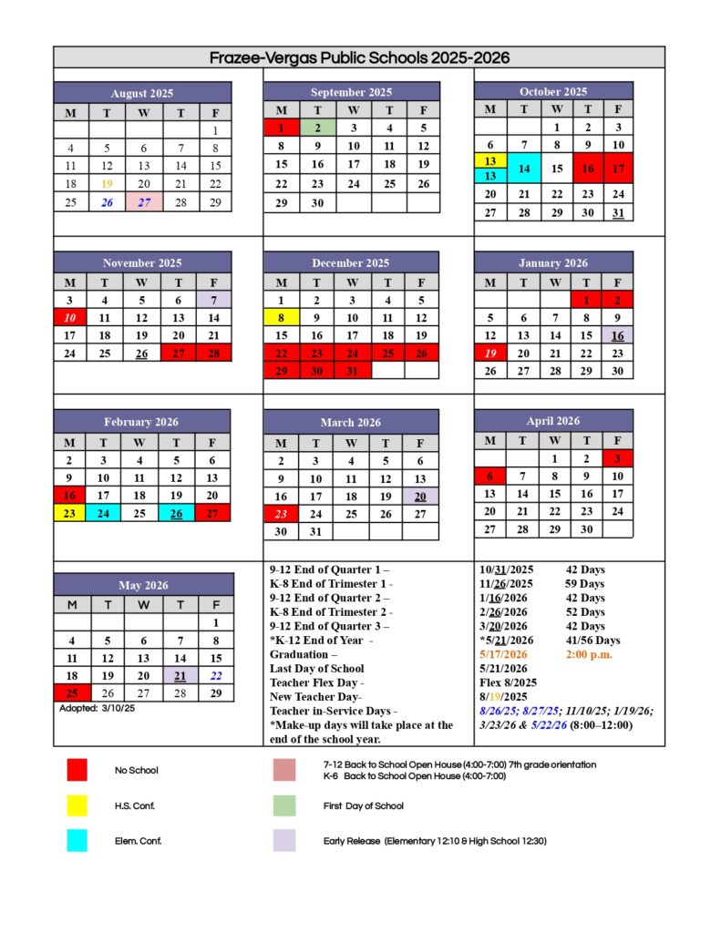 Frazee-Vergas Public Schools CALENDAR