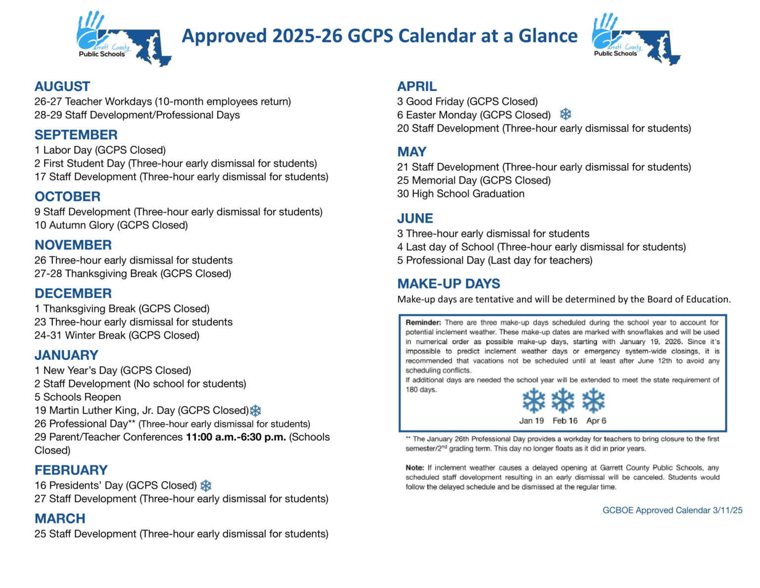 Garrett County Public Schools Calendar 25 26 Revised pdf EduCounty