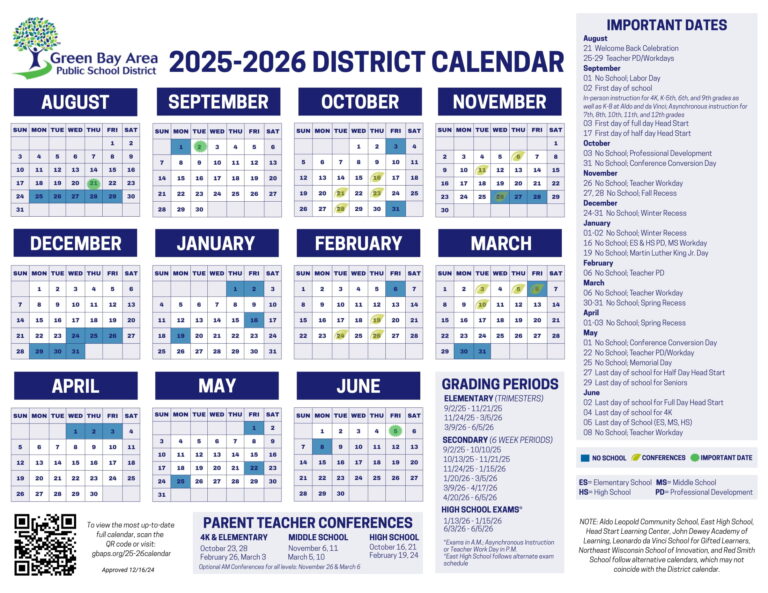green-bay-area-public-school-district-wi-calendar-25-26-revised-pdf