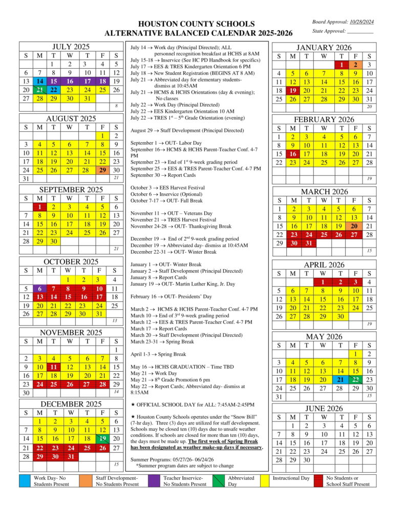 Houston County Schools tn Calendar