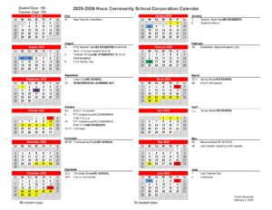 Knox Community School Corporation calendar