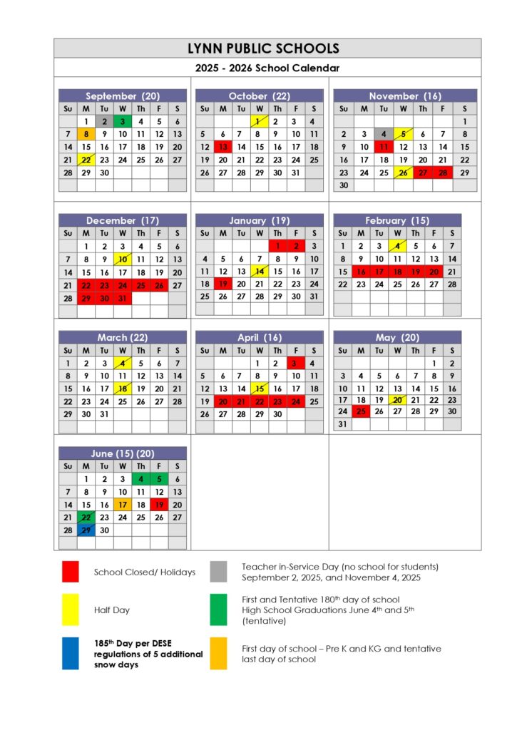 Lynnfield Public Schools MA Calendar