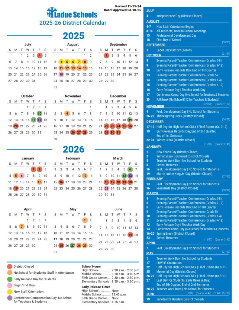 Ladue School District CALENDAR