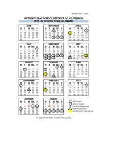 msd of vernon calendar