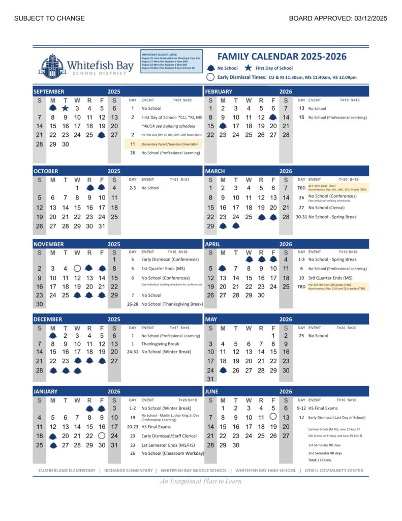 MILWAUKEE PUBLIC SCHOOLS calendar