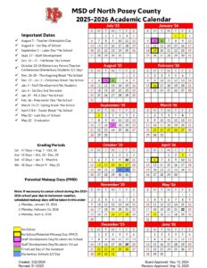MSD of North Posey County calendar
