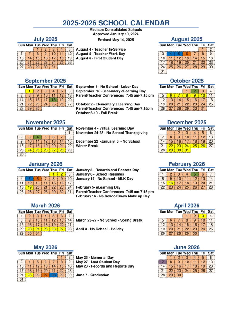 Madison Consolidated Schools CALENDAR