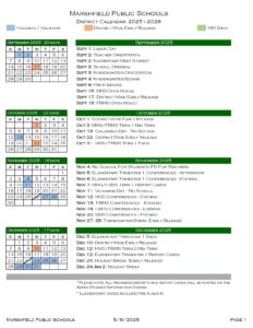 Marshfield Public Schools CALENDAR