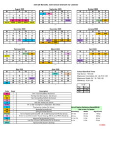 MENASHA joint school district calendar