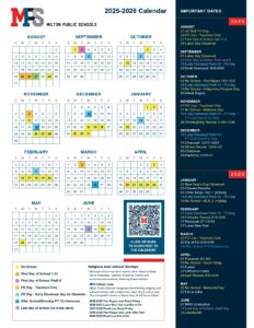 Milton Public Schools MA Calendar