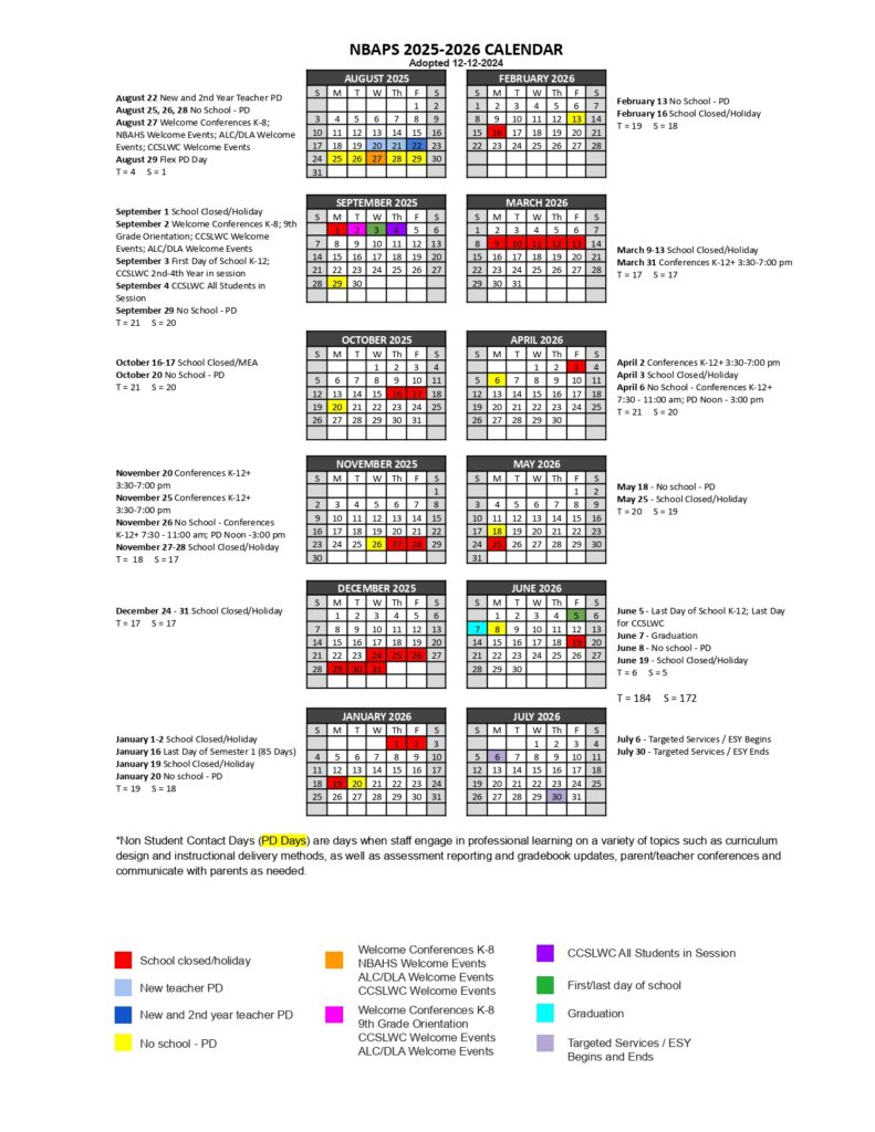 North Branch Area High School calendar