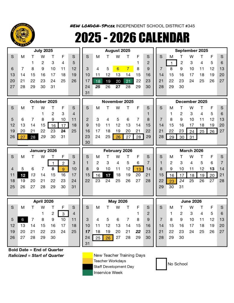 new london spicer school district calendar