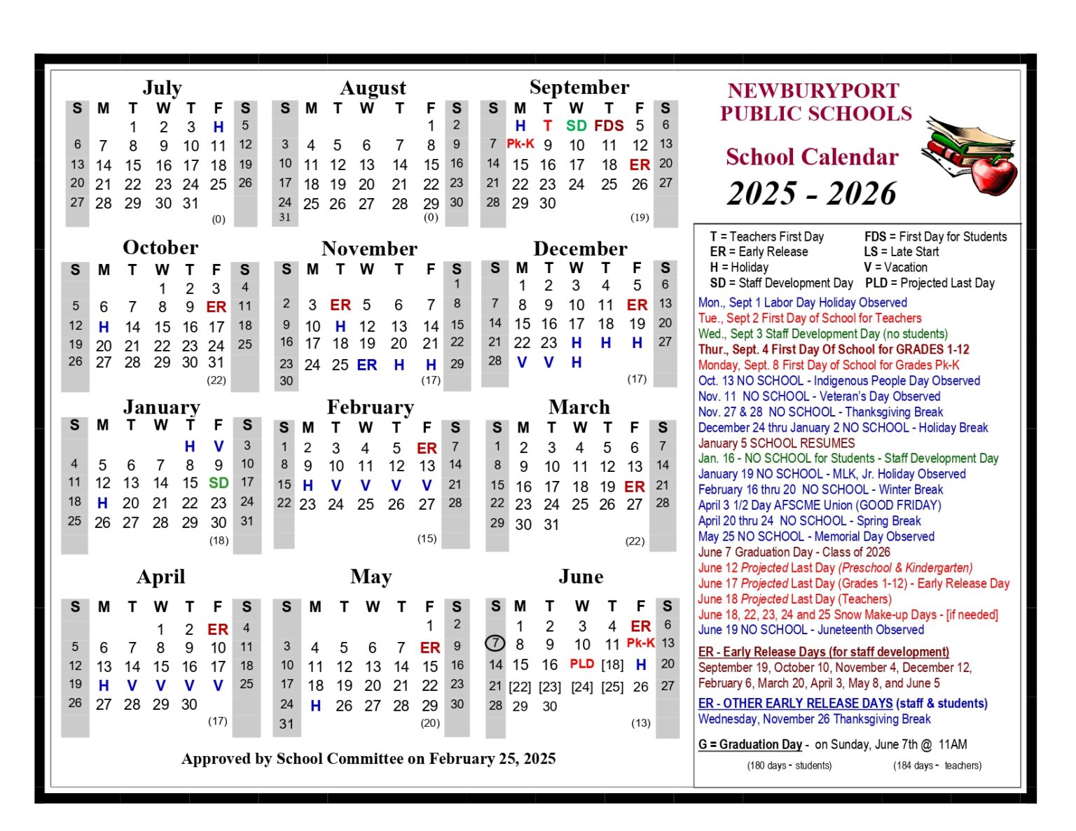 Newburyport Public Schools Calendar 25 26 Revised PDF EduCounty