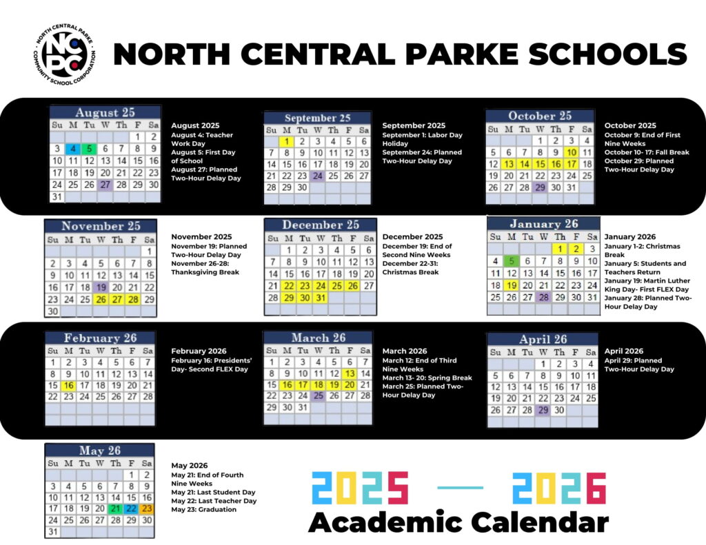 North Central Parke Schools Calendar