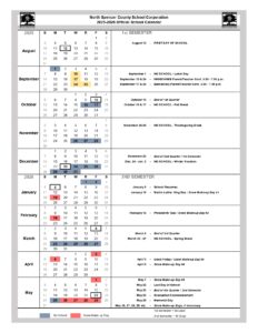 North Spencer County School Corporation, 2025 2026 calendar
